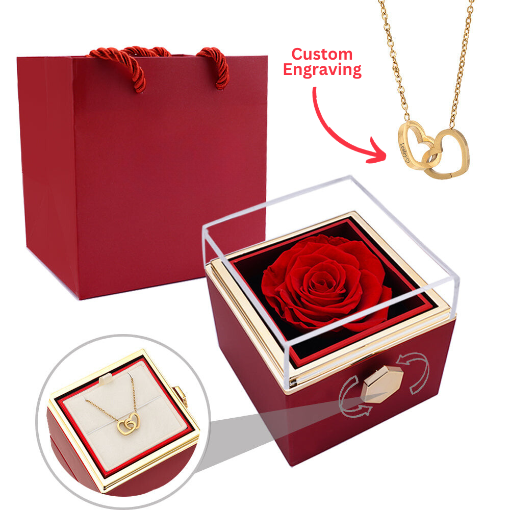 ETERNAL ROSE BOX - W/ ENGRAVED NECKLACE & REAL ROSE™️